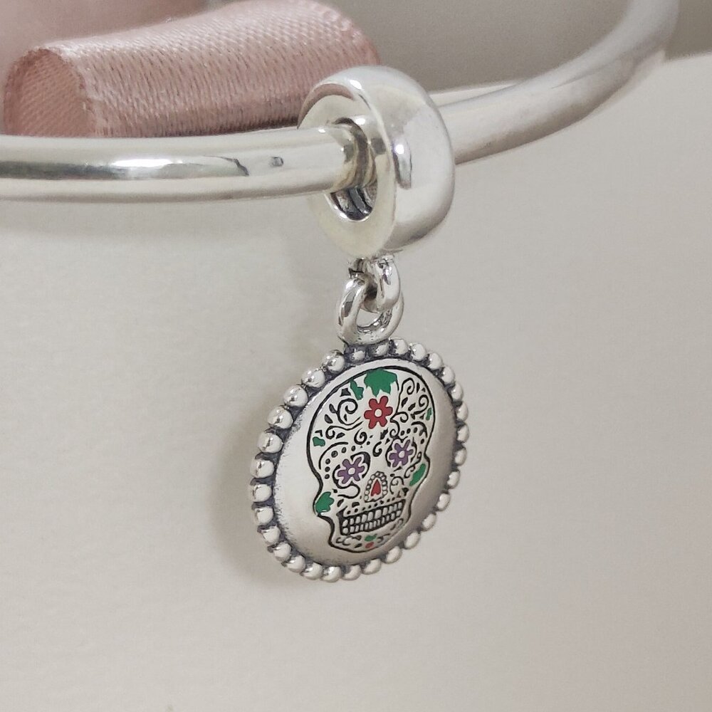 Pandora Mexico Skull Lover Dangle Charm Travel Vacation Pendant S925 Silver - Picture 3 of 5